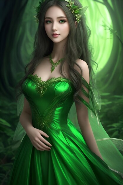 A pretty fairy in a green cloth