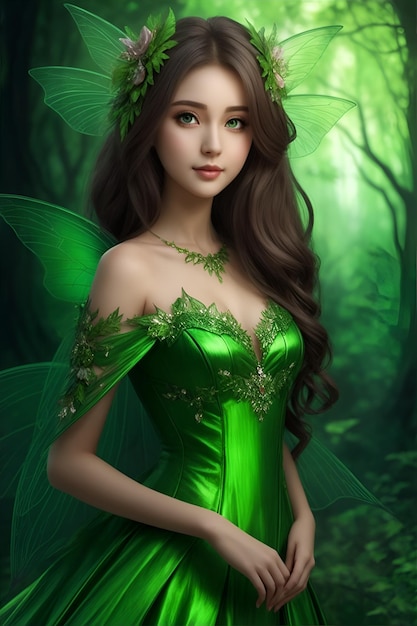 A pretty fairy in a green cloth