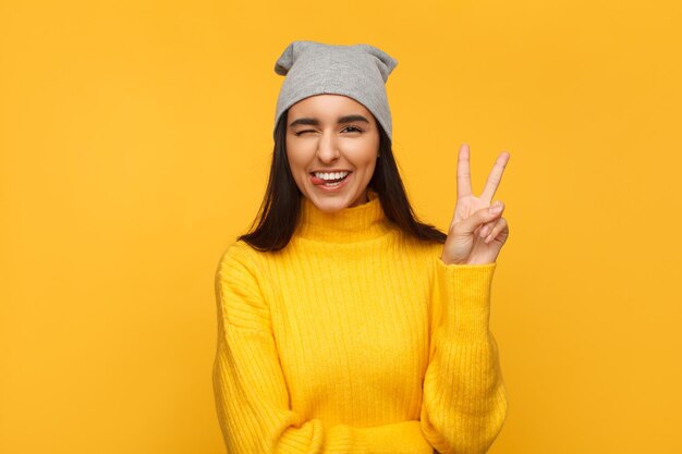 Pretty female in hipster outfit