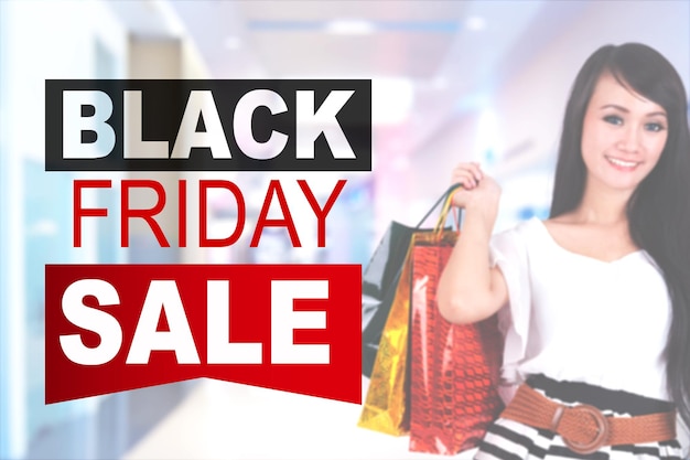 Pretty female with Black Friday Sale text