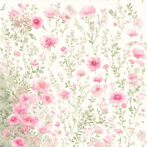 Pretty Flowers Seamless Patterns Collection in Flat Style