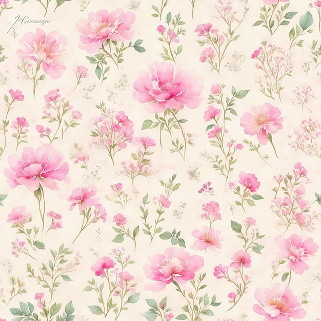 Pretty Flowers Seamless Patterns Collection in Flat Style