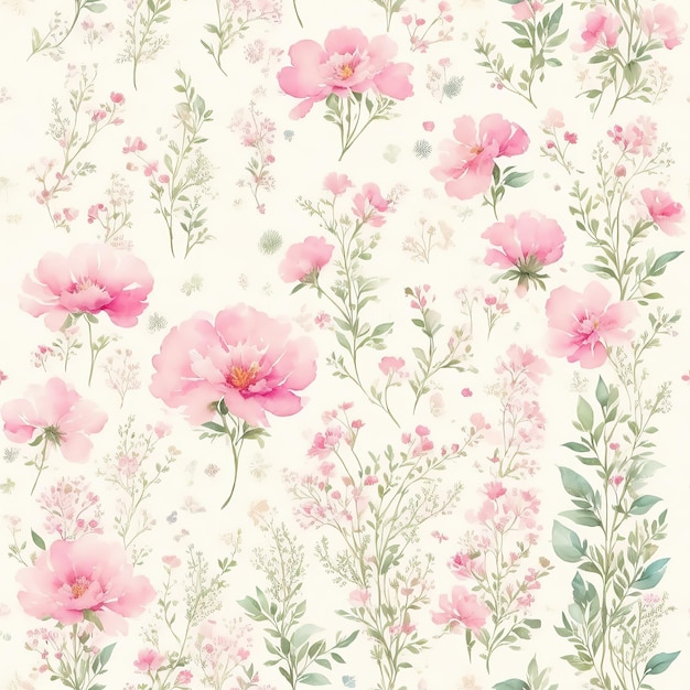 Pretty Flowers Seamless Patterns Collection in Flat Style