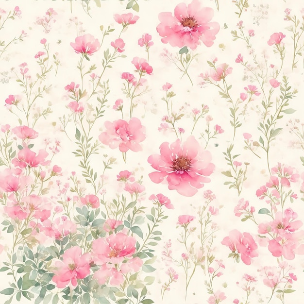 Pretty Flowers Seamless Patterns Collection in Flat Style