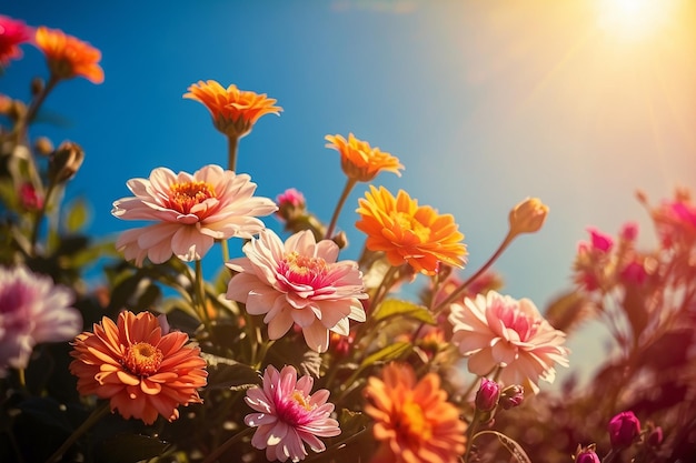 Pretty flowers with sun background