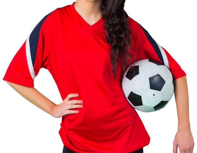 Pretty football fan in red