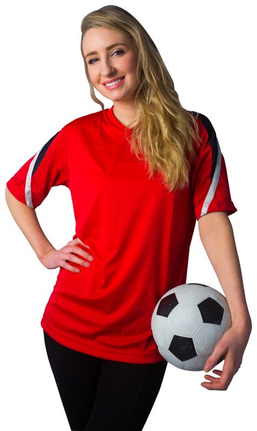 Pretty football fan in red