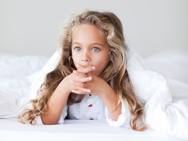 Pretty girl against white background