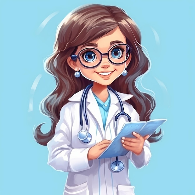 Photo a pretty girl as docter in hospital generative ai