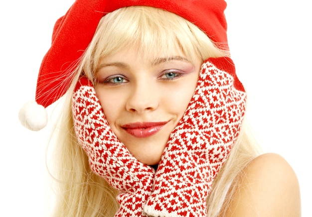 Bella ragazza con il cappello di natale