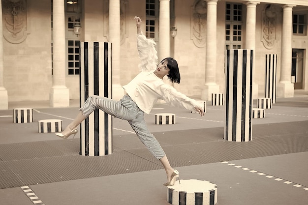 Pretty girl in fashion style in Paris France