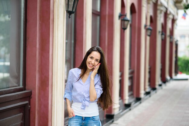 Pretty girl talking on the phone.