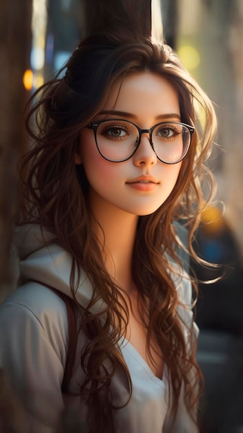 Pretty girl wearing glasses