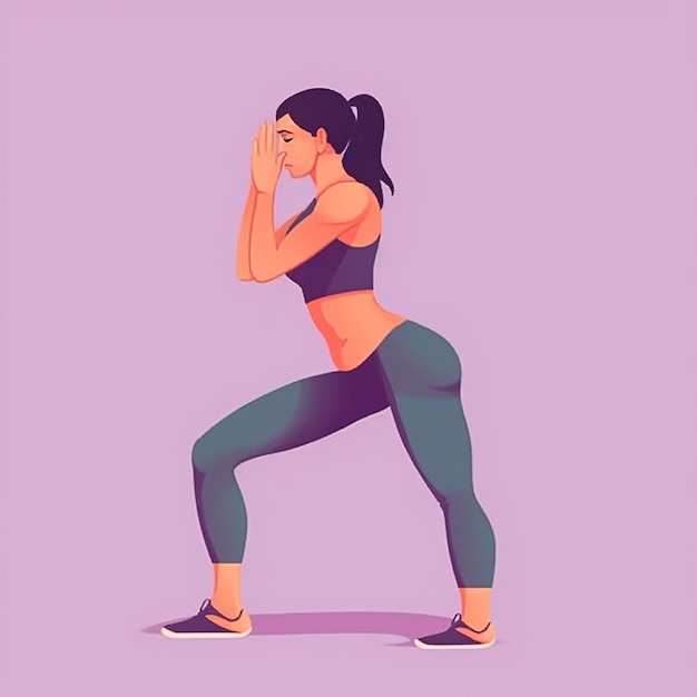 Premium AI Image  A pretty girl wearing yoga pants doing squat generative  ai