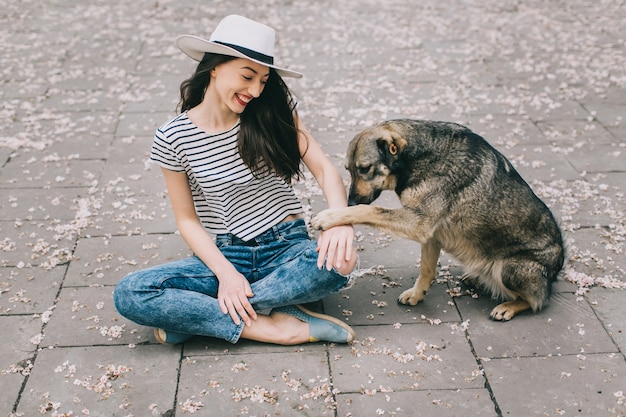 pretty girl with a dog