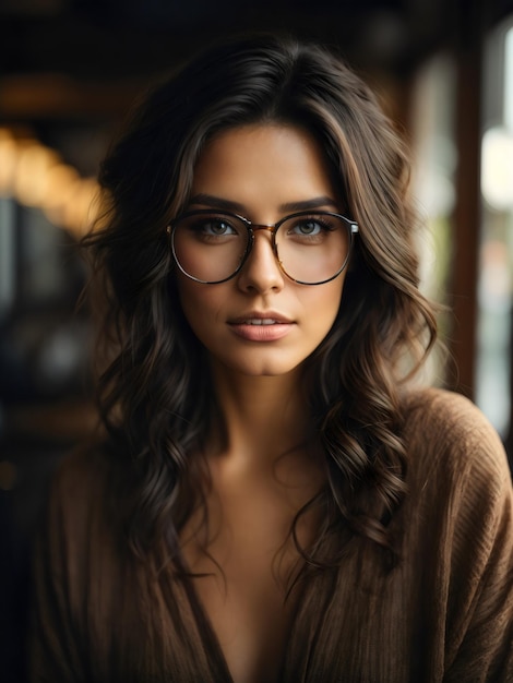 Pretty Girl with eyeglass created with Generative AI