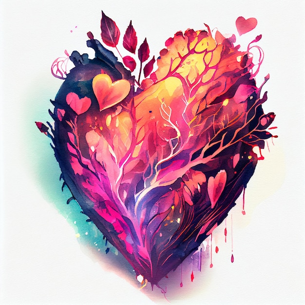 Photo pretty glowing heart illustration with isolated background