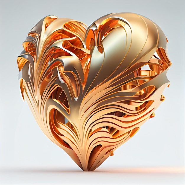 Pretty gold heart illustration with isolated background