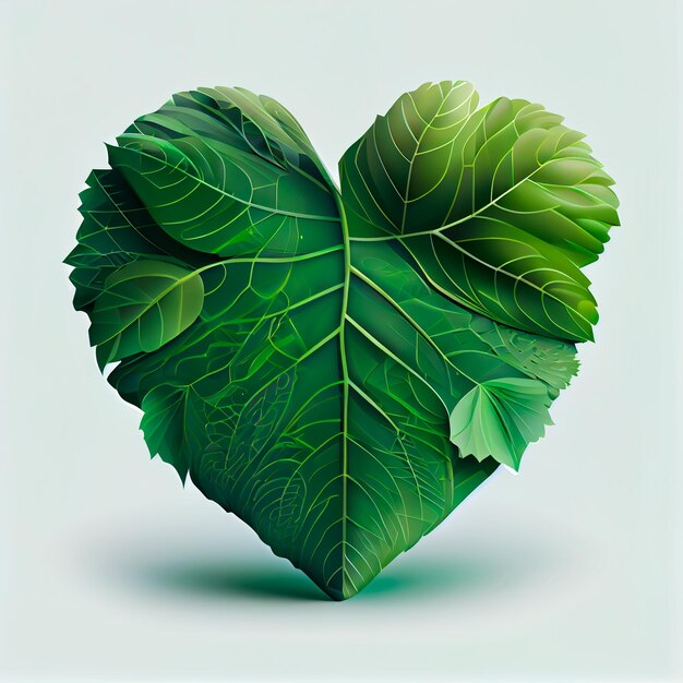 Pretty green heart illustration with isolated background
