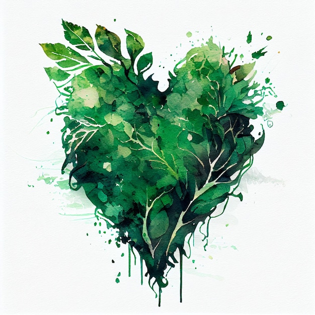 Foto illustrazione del cuore piuttosto verde con sfondo isolato