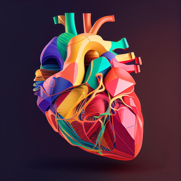 Pretty human heart illustration with isolated background