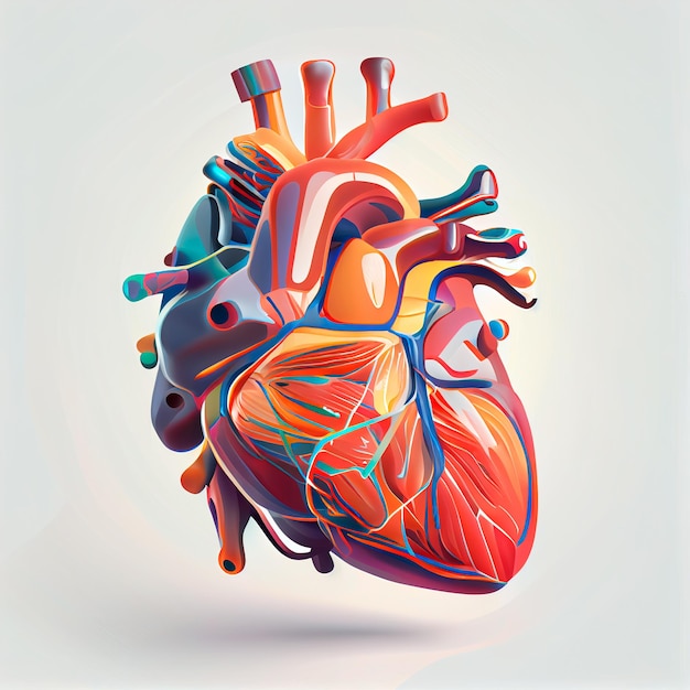 Pretty human heart illustration with isolated background