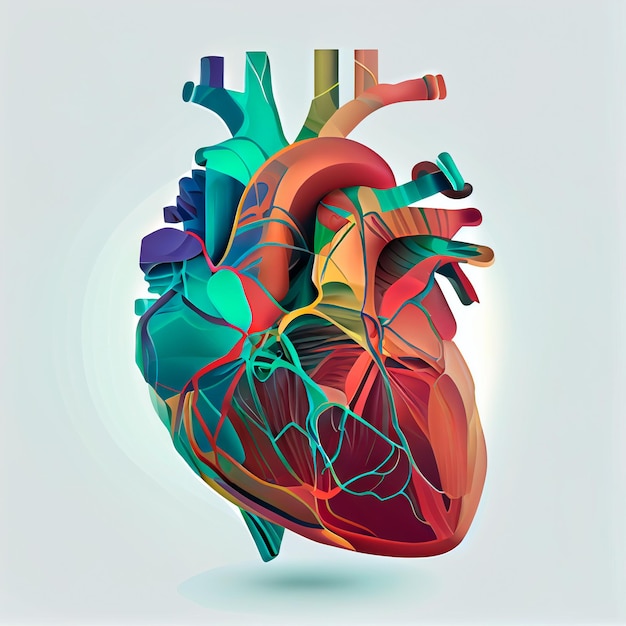 Pretty human heart illustration with isolated background