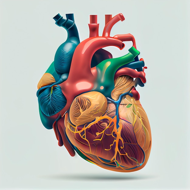 Pretty human heart illustration with isolated background