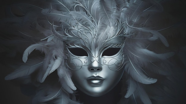 Pretty mask on feathers