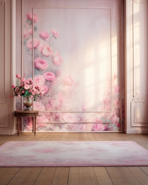 Pretty in Pink A Captivating Handpainted Panelled Room Adorned with Growing Roses