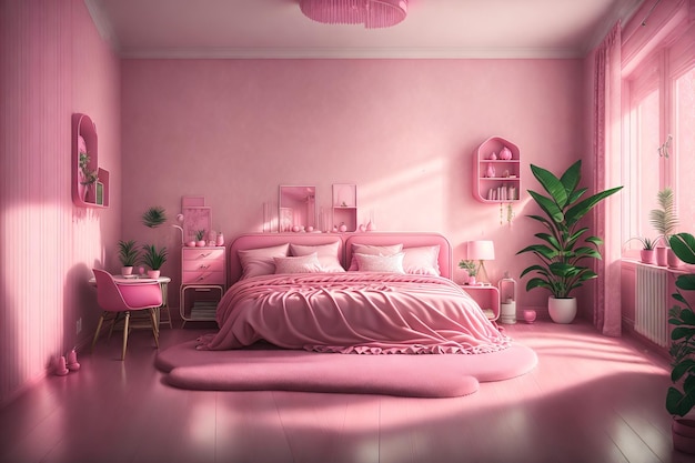 pretty pink room interior