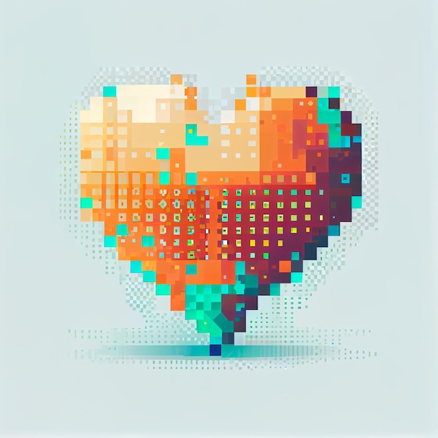 Pretty pixel heart illustration with isolated background