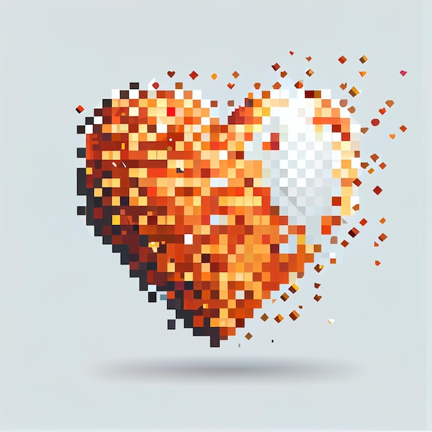 Pretty pixel heart illustration with isolated background