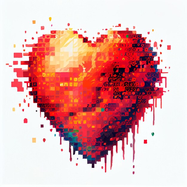 Pretty pixel heart illustration with isolated background