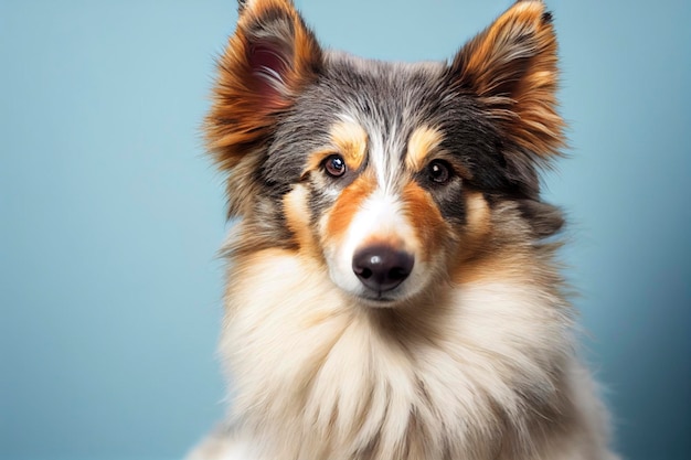 Pretty purebred shetland sheepdog making funny faces