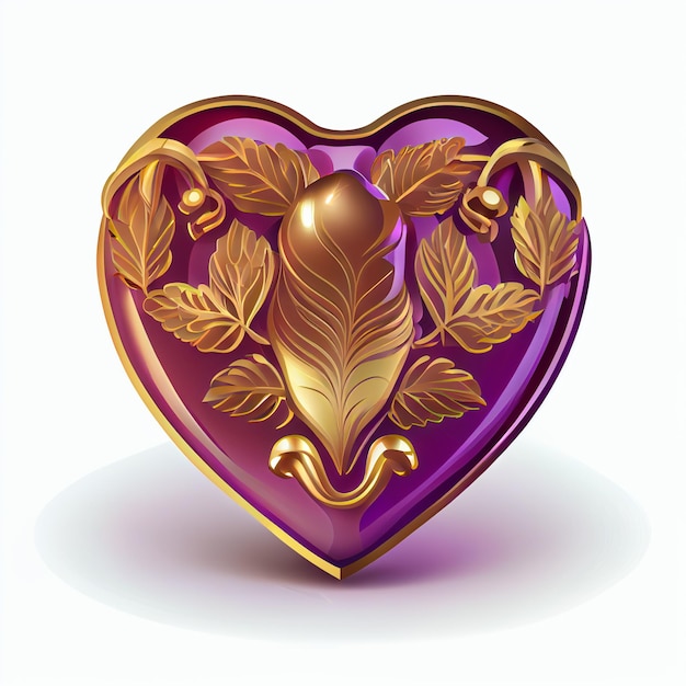 Pretty purple heart illustration with isolated background