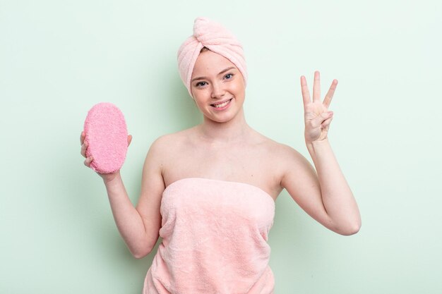 pretty redhead woman having a shower concept