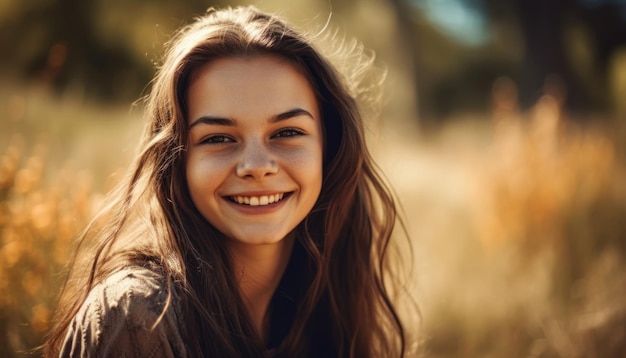 Pretty smiling girl relaxing outdoor