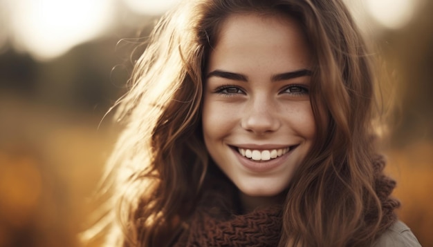 Pretty smiling girl relaxing outdoor