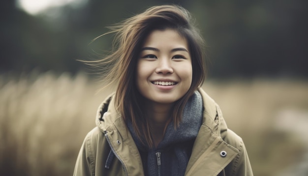 Pretty smiling girl relaxing outdoor