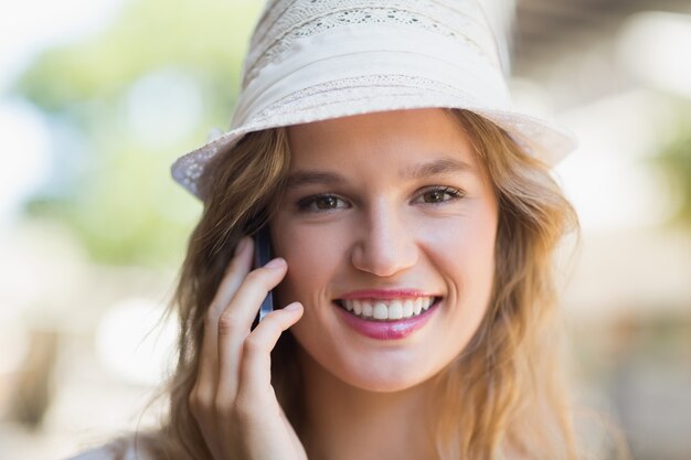 Pretty smiling woman on the phone