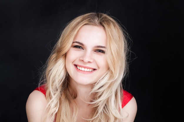 Pretty Smiling Woman with Long Blonde Hair