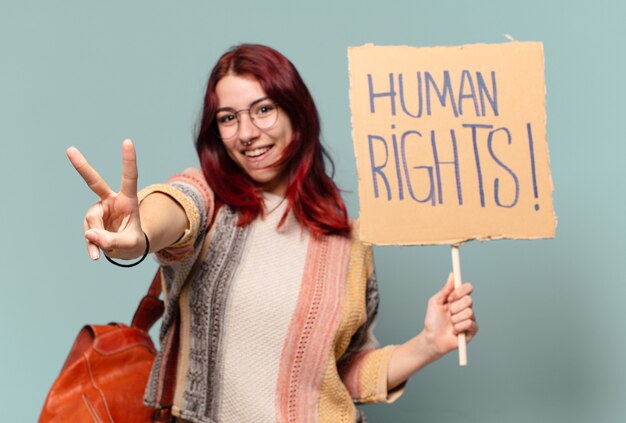 pretty student activist woman