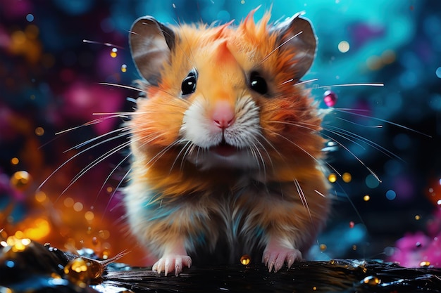 Pretty sweet friendly hamster glowing Generative AI