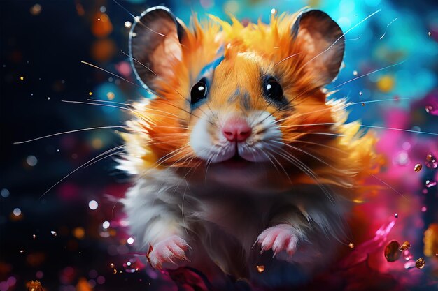 Pretty sweet friendly hamster glowing Generative AI