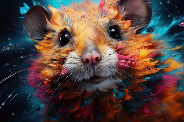 Pretty sweet friendly hamster glowing Generative AI