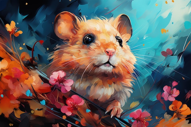 Photo pretty sweet friendly hamster glowing generative ai