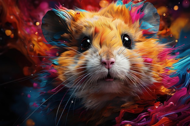 Pretty sweet friendly hamster glowing Generative AI