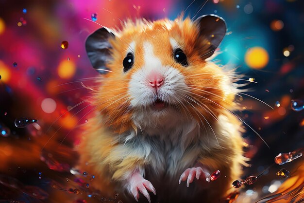 Pretty sweet friendly hamster glowing Generative AI