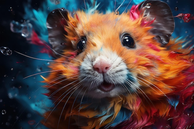 Pretty sweet friendly hamster glowing Generative AI